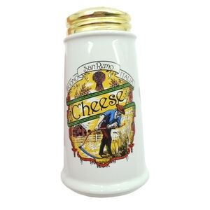 Himark Vintage Parmesan Cheese Shaker San Remo Buono Italia Ceramic Gold Lid
